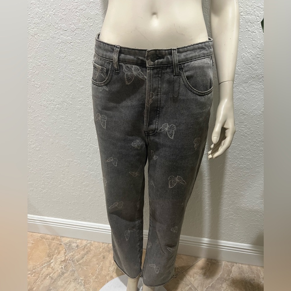 Gray Straight butterflies jeans
